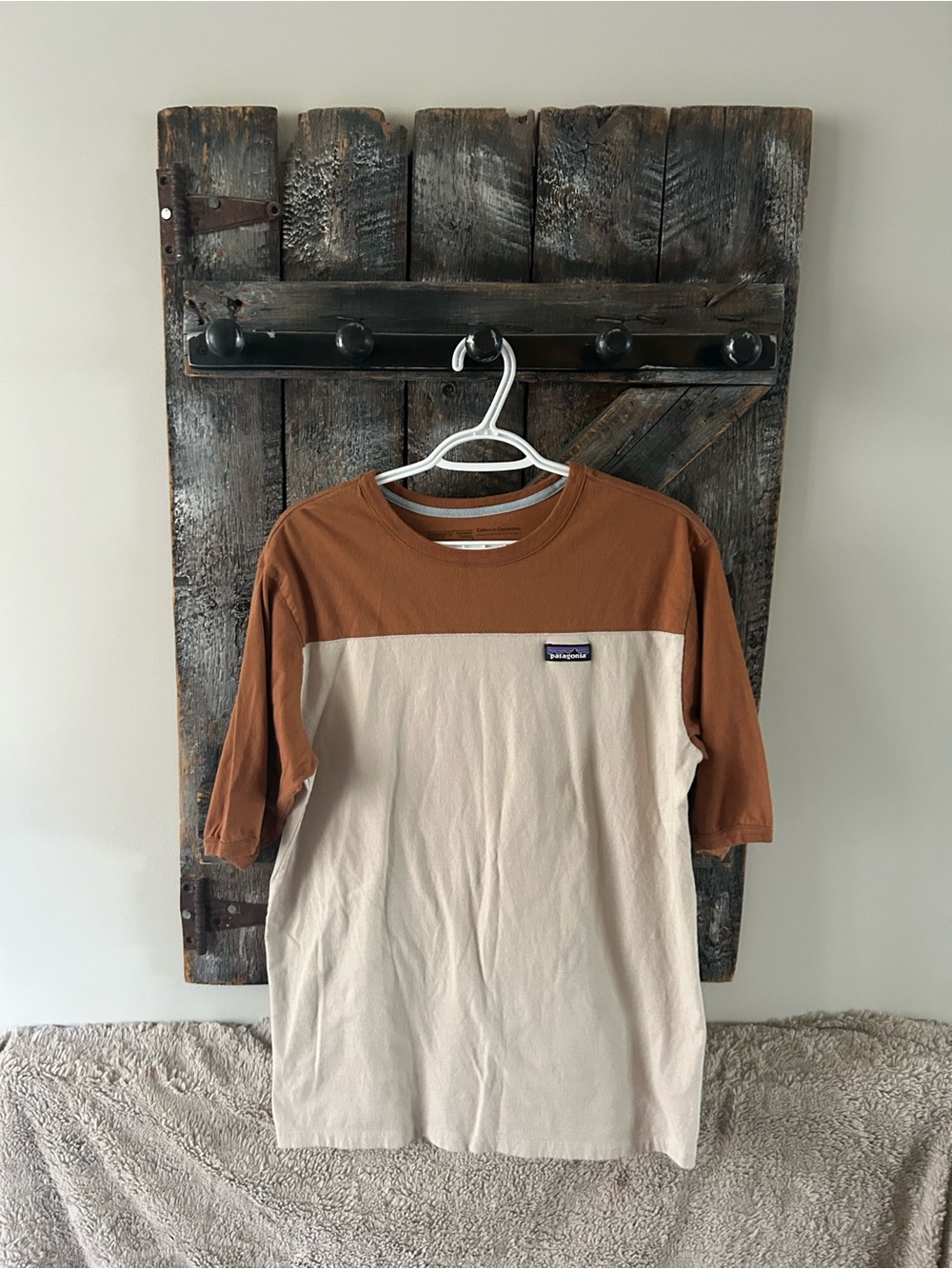 Patagonia Men's Two-Tone Rust and Cream Crew Tee